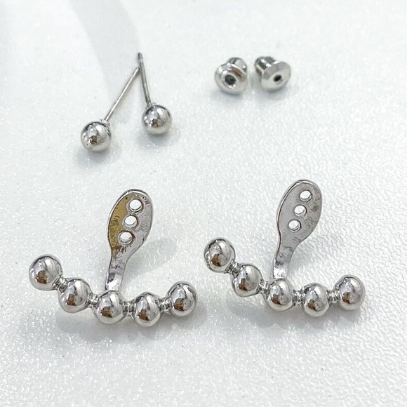 Any 2/$20! Silver Studs w/Matching Jackets Earrings - Picture 2 of 8